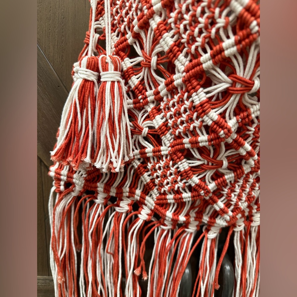 NWT RAJ‎ LA Macramé Fringe Crossbody – Red & Cream Boho Bag - Picture 3 of 3